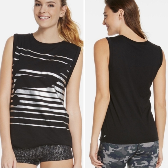 Fabletics Women's McKinney Sleeveless Top, Black/Silver Tee, Size Small,… - Picture 8 of 12